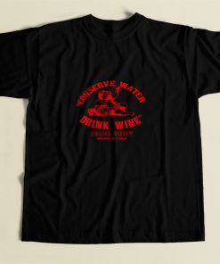 Vintage Conserve Water Drink Wine 80s Mens T Shirt