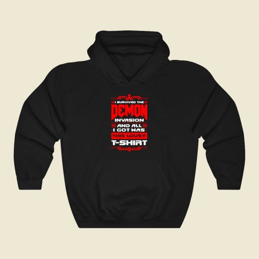 I Survived The Demon Invasion Lousy T Shirt Funny Graphic Hoodie
