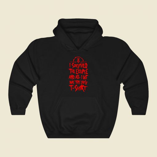 I Survived The Eclipse Red Funny Graphic Hoodie