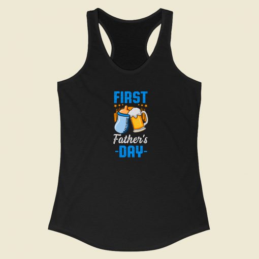 First Fathers Day Beer Milk Racerback Tank Top