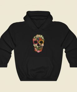 Floral Skull 80s Retro Hoodie Style