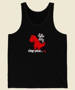 Funny T Rex Clap Your Oh 80s Retro Tank Top