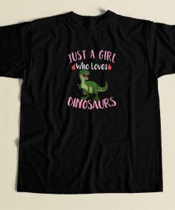 Girls Dinosaur Just a Girl 80s Retro T Shirt Style
