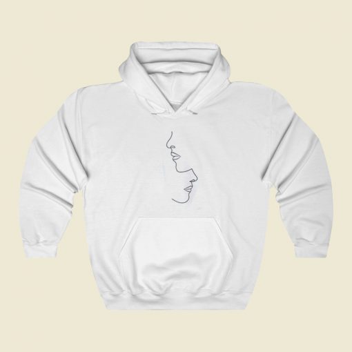 Abstract Face Minimalism 80s Retro Hoodie Style