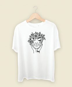 Flora Woman Line Art 80s Retro T Shirt Style