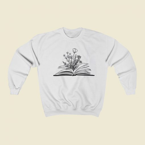 Flower Books Read 80s Retro Sweatshirt Style