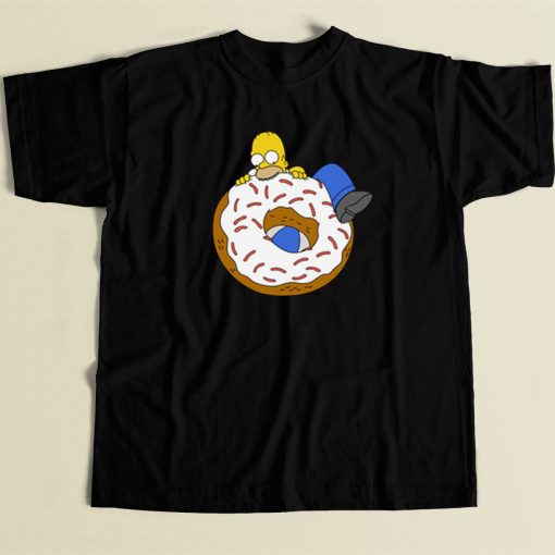 Homer And Big Donut Funny 80s Retro T Shirt Style