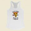 Love Fades Pizza Is Forever 80s Racerback Tank Top