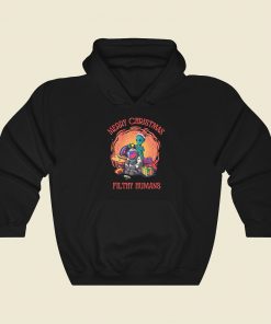 Merry Christmas Filthy Humans 80s Retro Hoodie Style