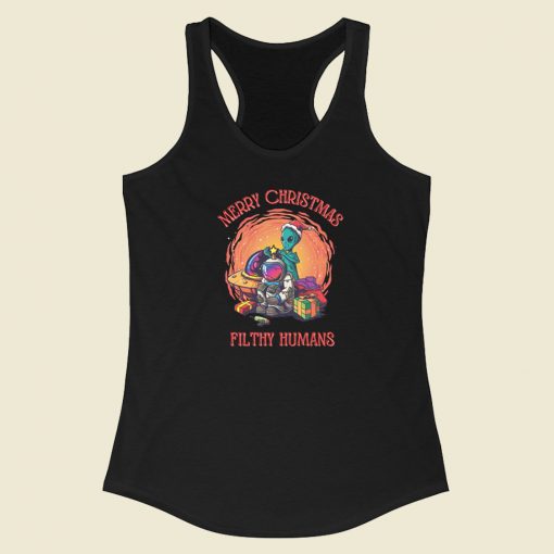 Merry Christmas Filthy Humans 80s Racerback Tank Top