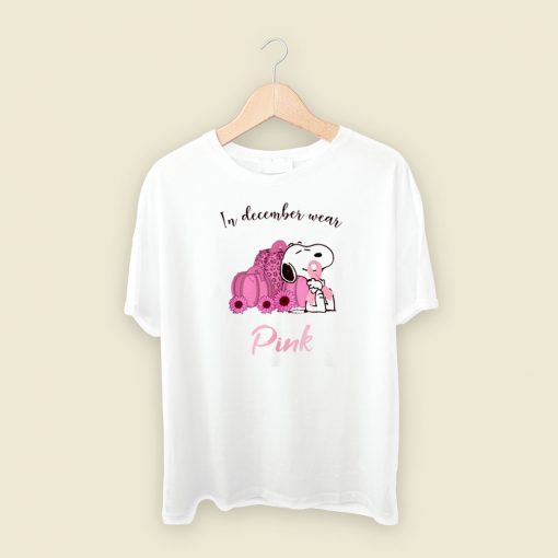 Snoopy In December Wear Pink 80s Retro T Shirt Style