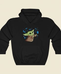 The Child With Blue Butterflies 80s Retro Hoodie Style