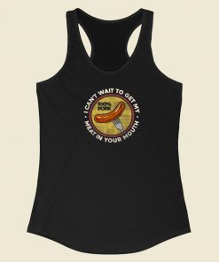 Funny Inappropriate Sausage 80s Racerback Tank Top