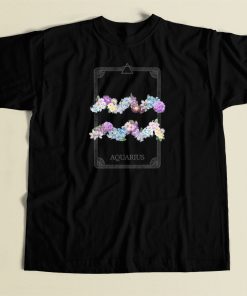 Floral Zodiac Sign Aquarius 80s T Shirt Style