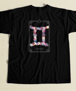 Floral Zodiac Sign Gemini 80s T Shirt Style