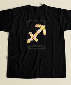 Floral Zodiac Sign Sagittarius 80s T Shirt Style