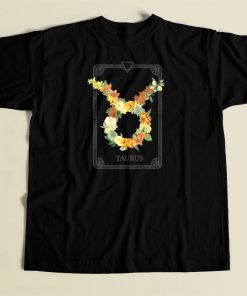 Floral Zodiac Sign Taurus 80s T Shirt Style