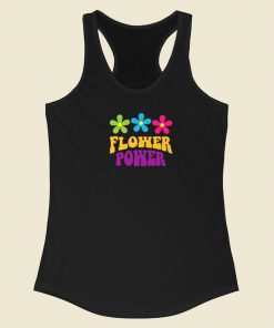Flower Power Colorfully 80s Racerback Tank Top
