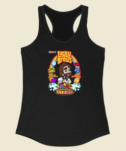 Funny Lucky Brews Cereal 80s Racerback Tank Top