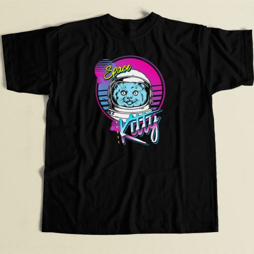 Space Kitty Astronaut 80s T Shirt Style