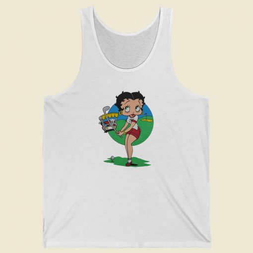 Betty Boop Sunny Day to Play Golf Tank Top On Sale
