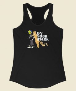Alien And Panther On Your Mark Racerback Tank Top