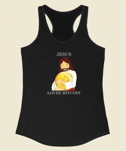 Jesus Love Bitcoin Racerback Tank Top On Sale